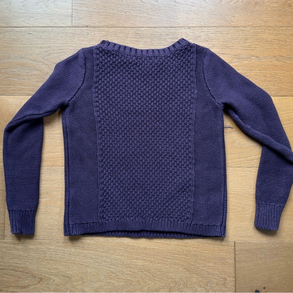 Banana Republic Cable Knit Chunky Fisherman Sweater Purple Slim Fit Womens XS - Picture 4 of 7